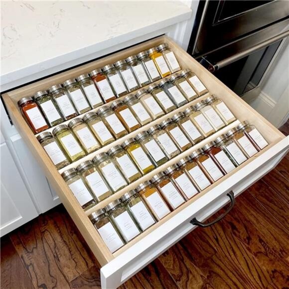 clear acrylic spice drawer organizer expandable kitchen spice rack tray for jars - Picture 1 of 7